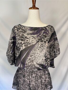 Vintage Y2K Miley Cyrus & Max Azria Animal Print and Floral Blouse